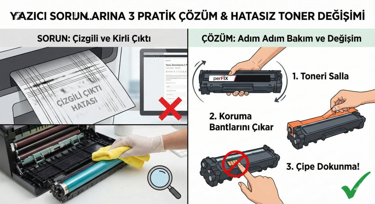 perFIX-Yazıcı Neden Çizgili Çıkarır? Çözümler ve Doğru Toner Değişimi