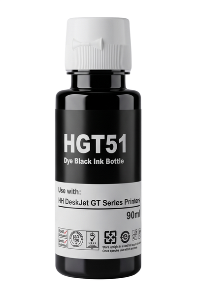 perFIX Hp GT51BK **Kutusuz** X4E40Ae Siyah Şişeli Mürekkep  90ml