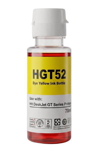 perFIX Hp GT52Y  **Kutusuz** Moh56A Sarı Şişeli Mürekkep  70ml