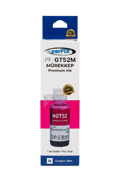 perFIX Hp GT52M Kırmızı Moh55A Şişeli Mürekkep  70ml