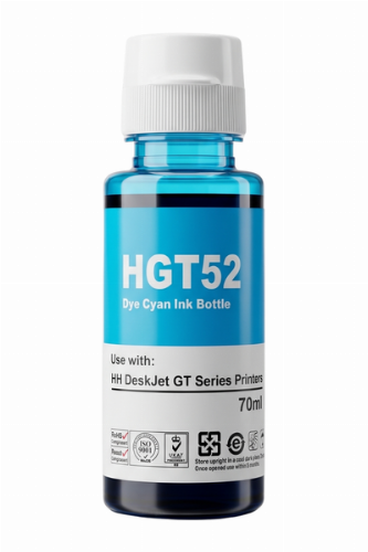 Hp GT52C Kutusuz Moh54A Mavi Şişeli Mürekkep  70ml, hp gt52 kutusuz mavi mürekkep, hp gt5810 mavi boya, moh54a cyan ink 70ml, hp gt5820 mavi mürekkep şişesi, kutusuz hp gt52 cyan, hp tanklı yazıcı mav