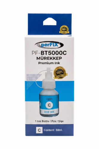 perFIX Brother PF Bt 5000C Mavi Şişeli Mürekkep 45ml, perfix brother bt5000c mavi mürekkep, brother dcp-t300 mavi mürekkep, dcp-t500w muadil mürekkep, brother mfc-t800w cyan ink, perfix cyan, bt5000c 