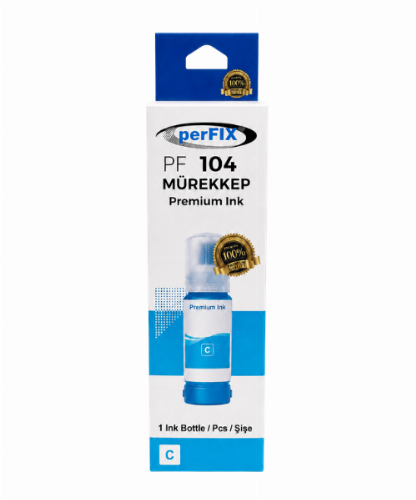 perFIX PF T104 - C13T00P240 Mavi Mürekkep 70Ml, perfix t104 mavi mürekkep, epson 104 cyan ink, c13t00p240 mürekkep, l3150 mavi mürekkep, l3250 muadil mürekkep, 104 mavi mürekkep 70ml, perfix cyan