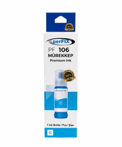 perFIX PF T106 - C13T00R240 Mavi Mürekkep 5K, perfix t106 mavi mürekkep, epson 106 cyan ink, c13t00r240 mürekkep, l7160 mavi mürekkep, l7180 muadil mürekkep, 106 mavi mürekkep 5000 sayfa, perfix cyan