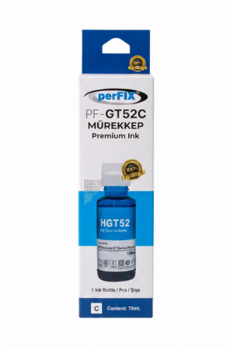perFIX Hp GT52C Mavi Moh54A Şişeli Mürekkep 70ml, perfix hp gt52 mavi mürekkep, hp moh54a cyan ink, gt5810 mavi mürekkep, gt5820 muadil mürekkep, hp gt52 mavi 70ml, perfix cyan, hp ink tank mavi mürek