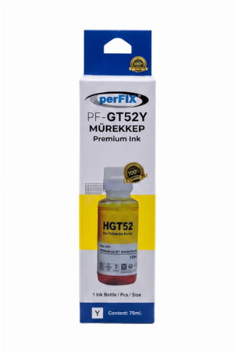 perFIX Hp GT52Y Sarı Moh56A Şişeli Mürekkep 70ml, perfix hp gt52 sarı mürekkep, hp moh56a yellow ink, gt5810 sarı mürekkep, gt5820 muadil mürekkep, hp gt52 sarı 70ml, perfix yellow, hp ink tank sarı m